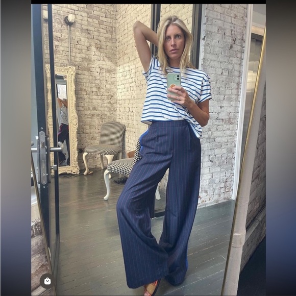La Ligne for Target Side Stripe Wide Leg Trousers Navy/Red - Picture 7 of 7